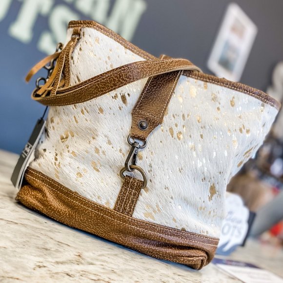 Myra Bag Bags Nwt Myra Bag White Cowhide Gold Acid Splatter